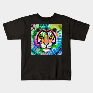 Tie-Dye Tiger Head Painting Kids T-Shirt